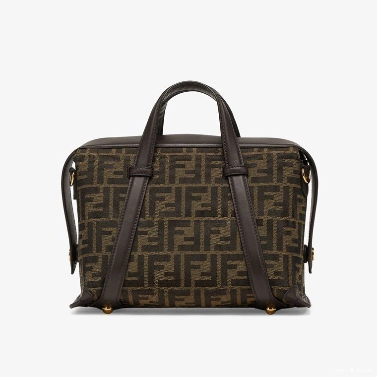 Affordable HOT Medium Fabric Boston In Bag FF Brown Fendi Motif 365 0815